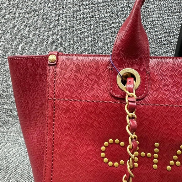 100% Authentic CHANEL DeauVille Medium Leather Satchel Bag - Picture 5 of 15